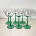 6x Wijnglazen groene voet